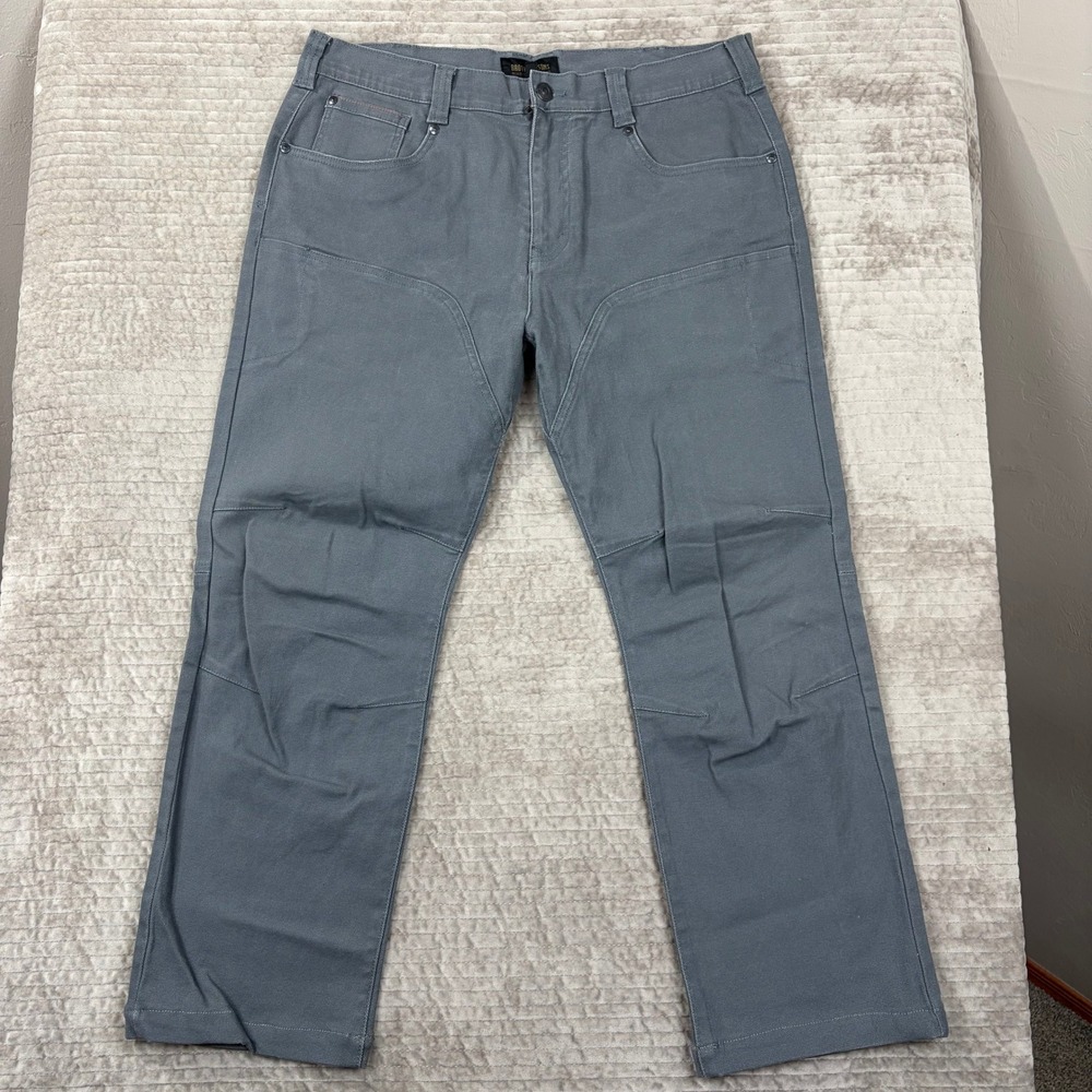 Brothers / Sons Grey Rugged Canvas Work Pants Mens 36x30 Straight Leg Stretch